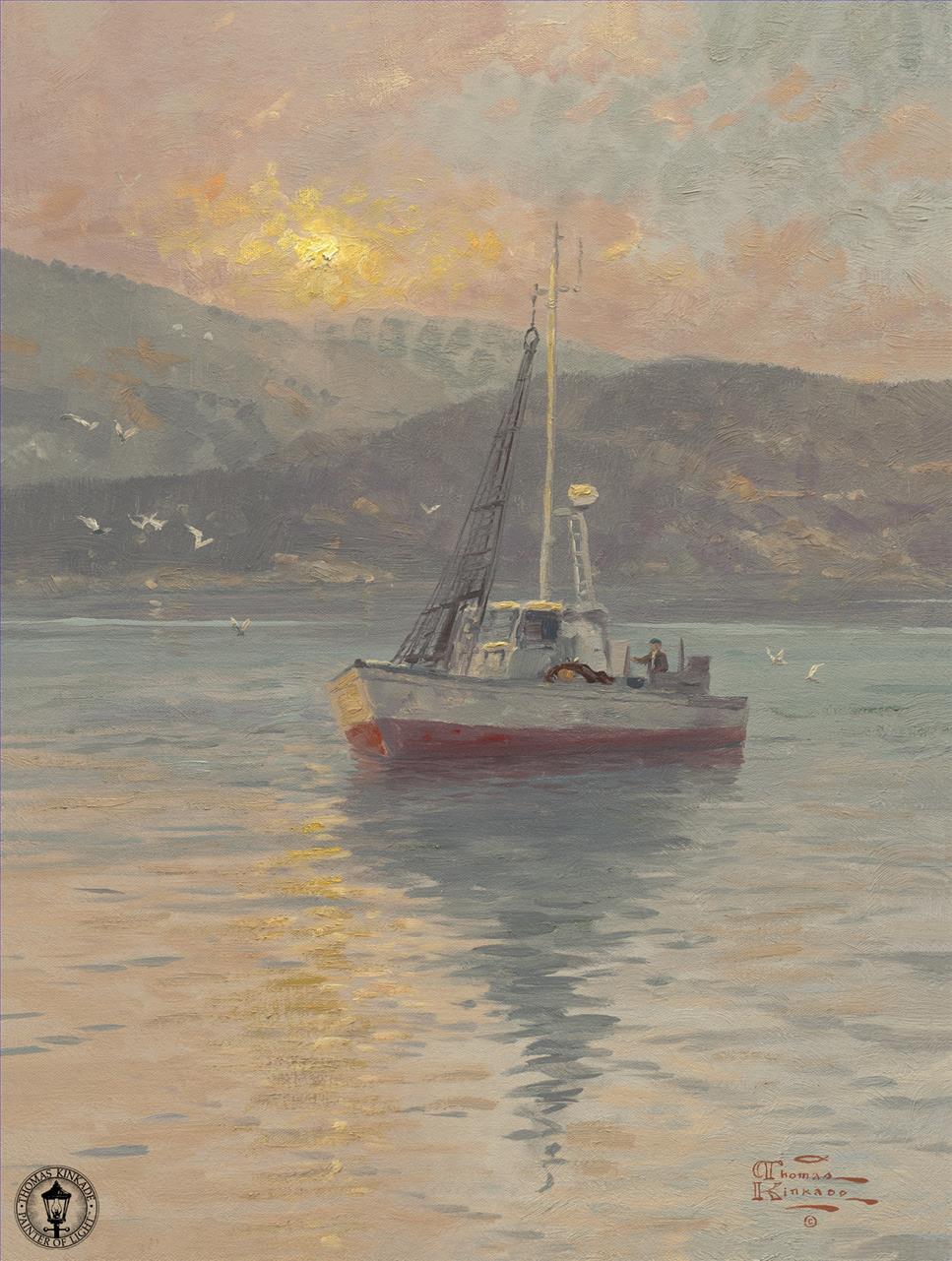 Lever du soleil sur la mer de Galilée Thomas Kinkade Peintures à l'huile